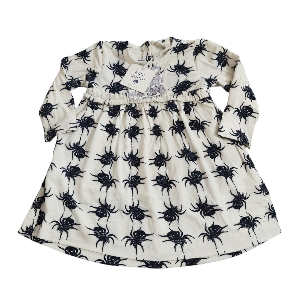 Kate Quinn Halloween Tarantula Long Sleeve Empire Dress Spider Cream Black 6-12M